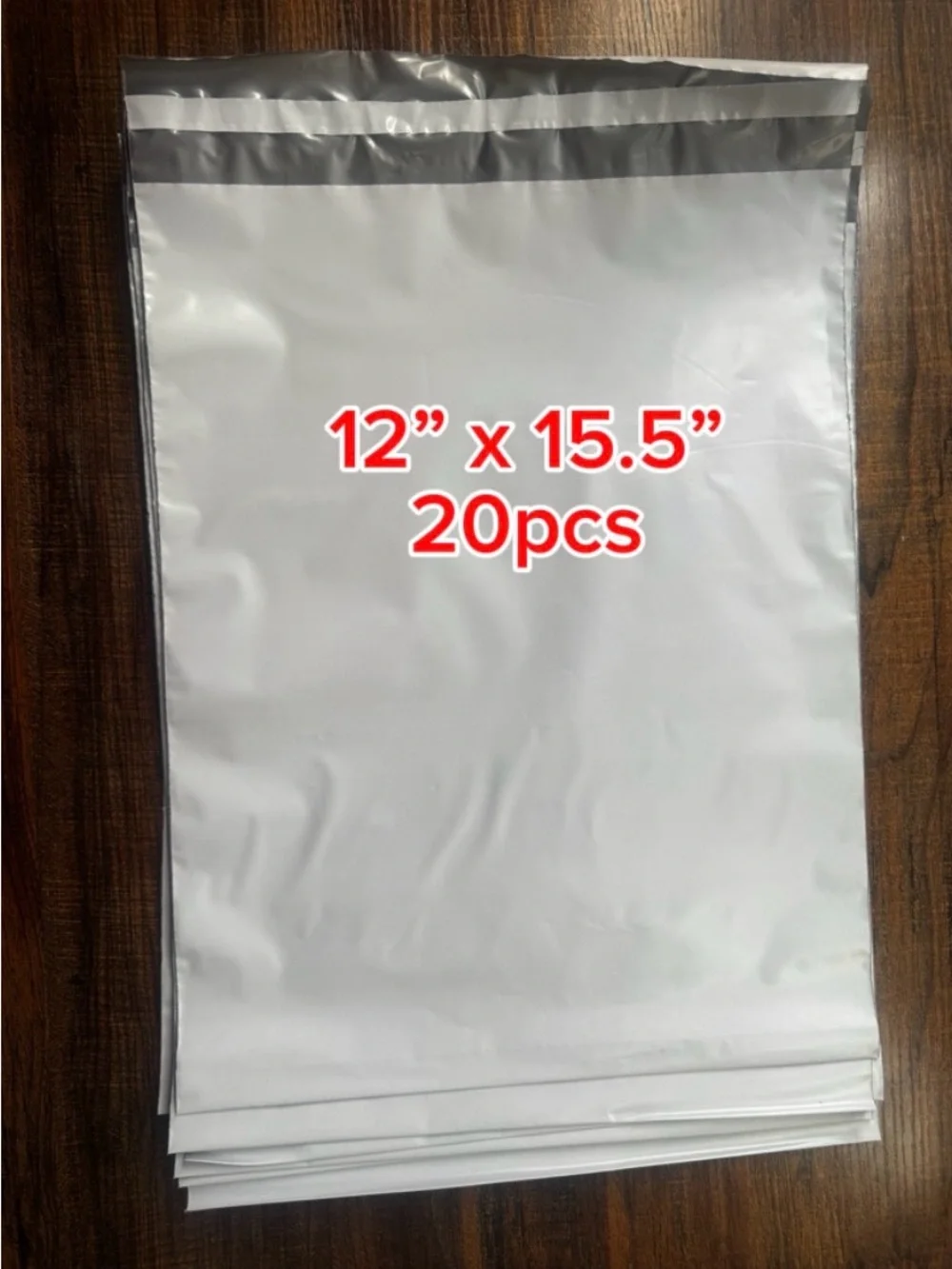 White Self-Seal Poly Mailer Bags - 12 x 15.5 Inches, 20-Pack